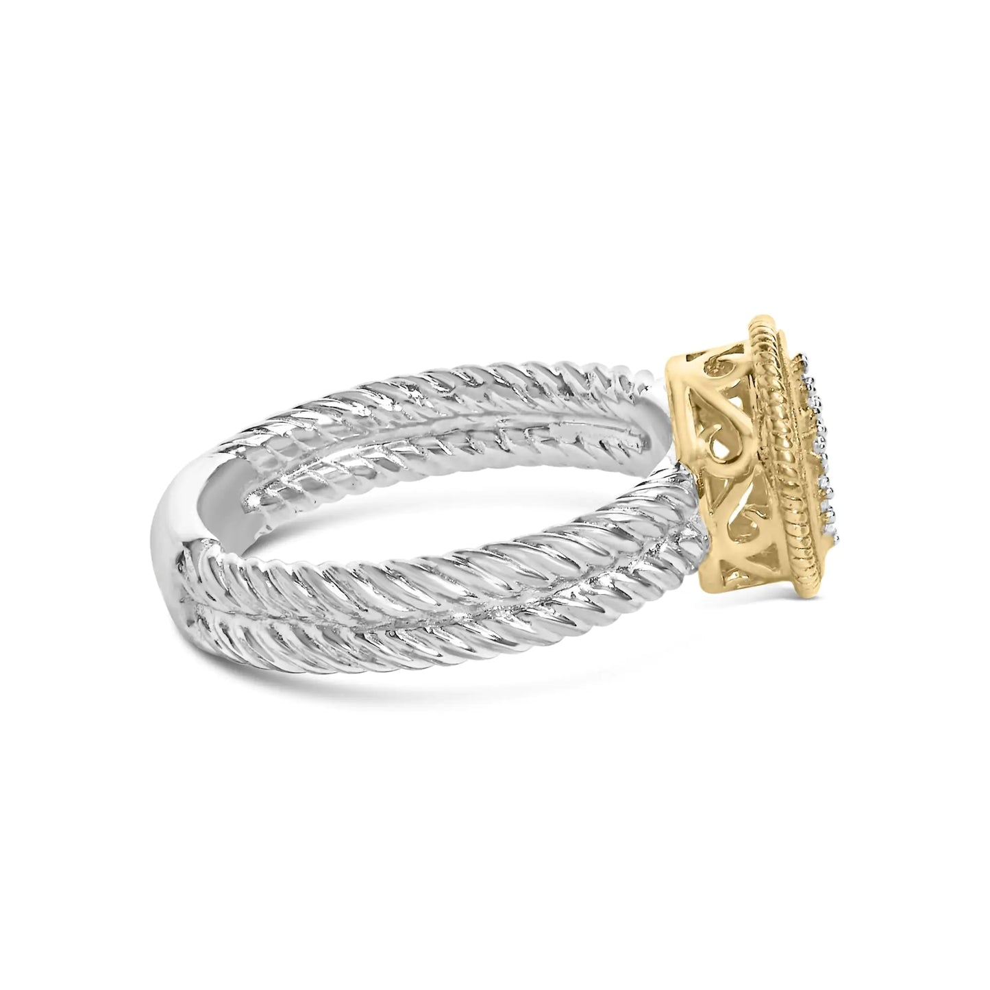Anillo de cruz de diamantes en plata de ley 925 bañada en oro amarillo de 18 quilates con acabado satinado (color IJ, claridad SI1-SI2)