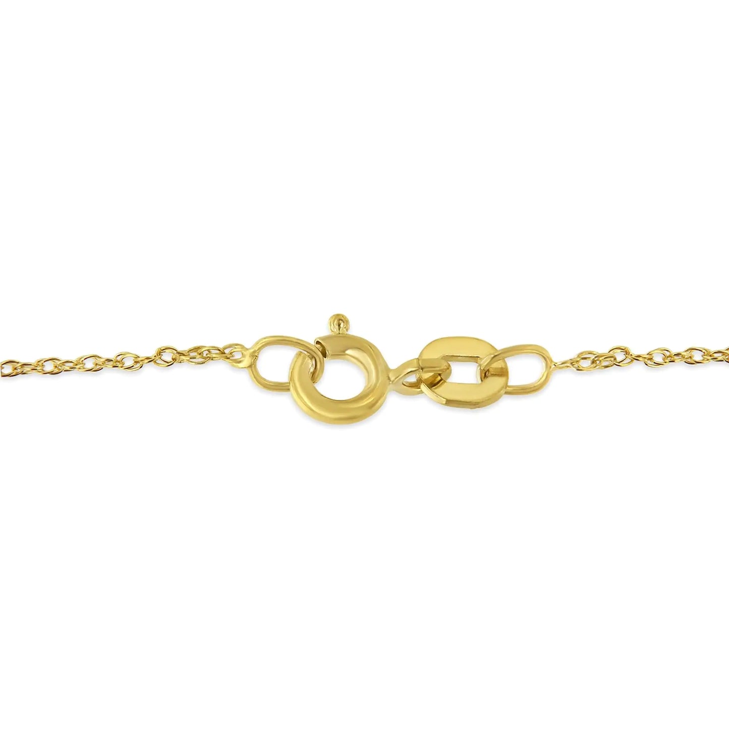 Collar con colgante de 45 cm en plata de ley 925 bañada en oro amarillo de 14 quilates, con detalle de diamantes, lazo y corazón (color HI, claridad I2-I3)
